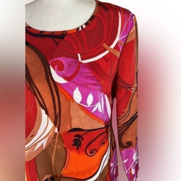 Vintage 60s 70s Psychedelic Asymmetrical Power Shift Mini Floral Dress Mod L - Picture 10 of 10